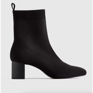 Quince Eco Knit Heeled Bootie Black Size 8 NEW NWOB